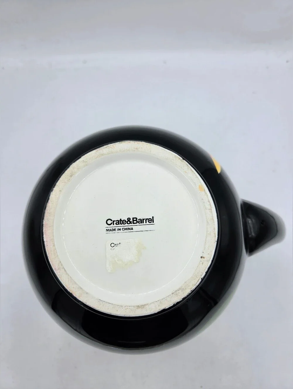 Crate & Barrel Ceramic Fruit & Chili Pepper Pitcher - Black